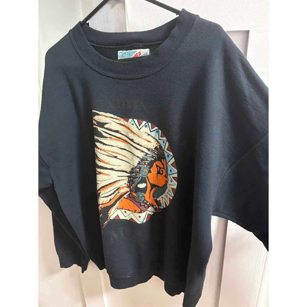 Vintage 1995 Moss Clothing Co NYC‎ Native American Graphic Sweatshirt Black XL
